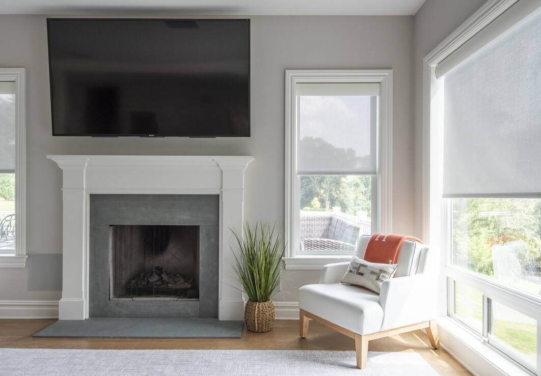 TV and Lutron Shades